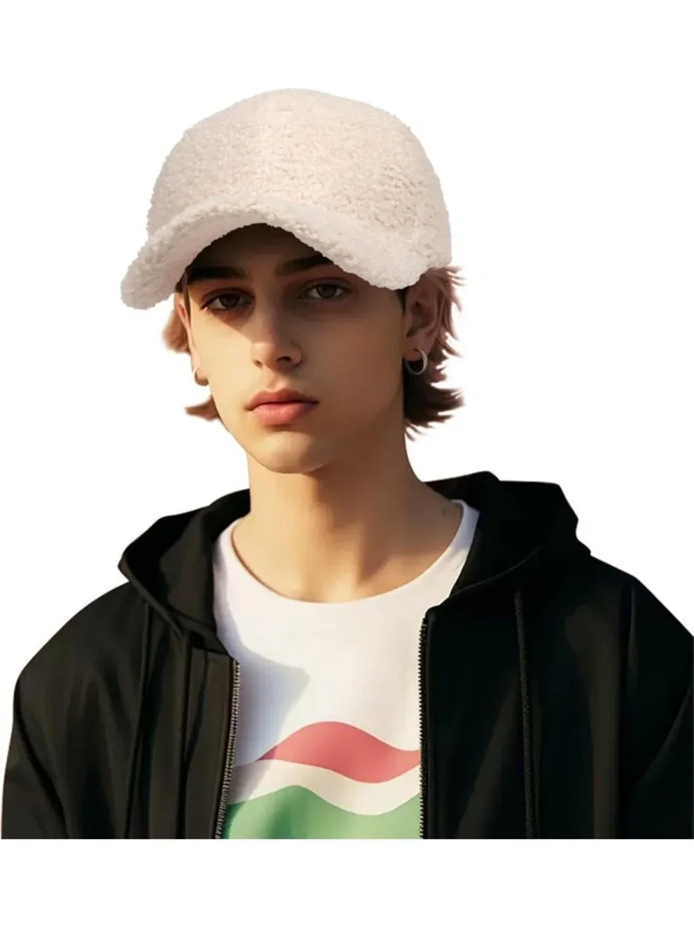 Cozy Unisex Winter Baseball Cap - Adjustable Solid Color Lamb Wool Hat